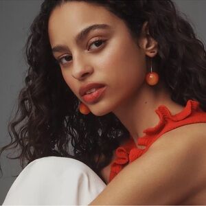 Anthro Cherry Drop Earrings in Peach